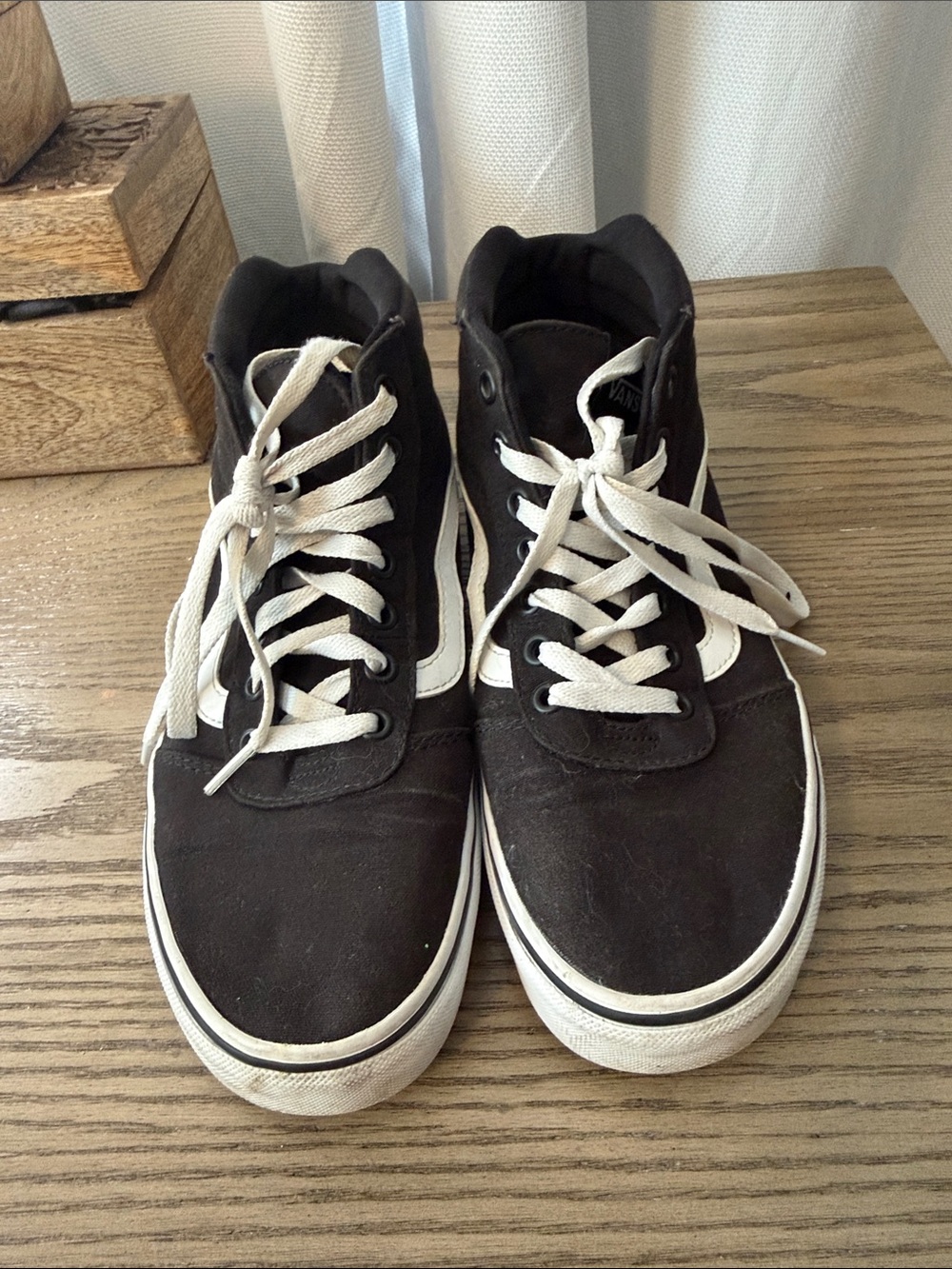 Vans Black and White High-Top Skate Sneakers